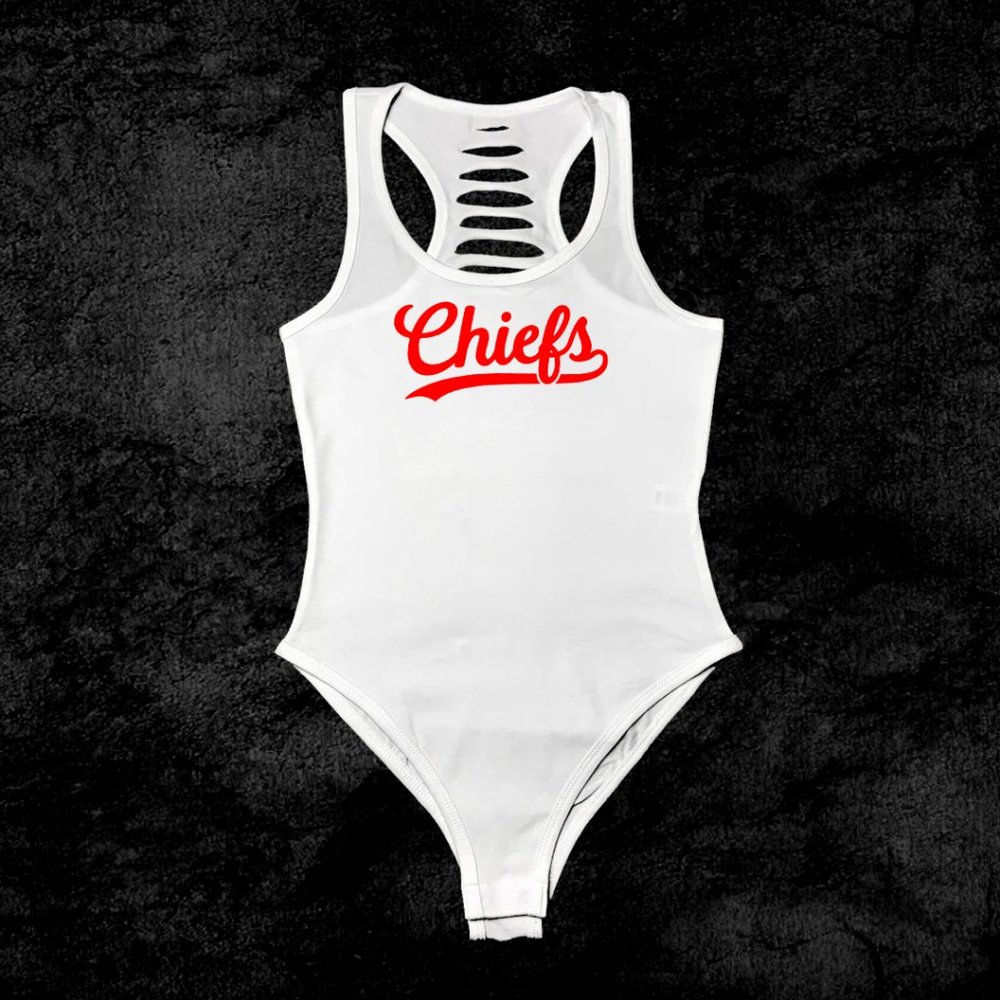 Womens White/Red Kansas City Chiefs football Gameday Bodysuit